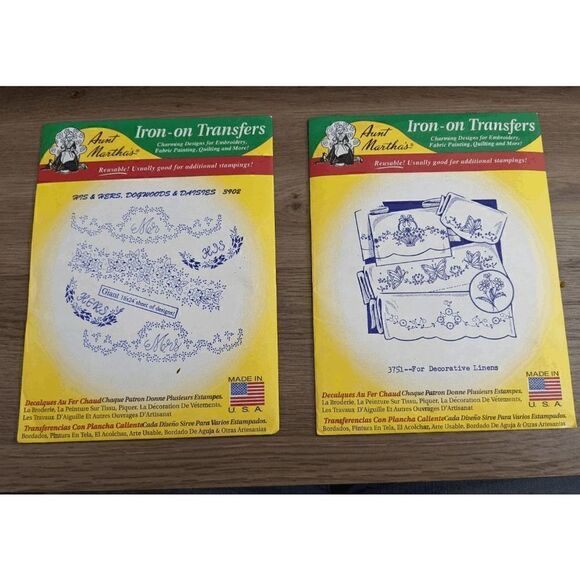 NWT SET OF 2 AUNT MARTHA'S TRANSFERS FOR EMBROIDERY, PAINTING, QUILTING & MORE - Picture 1 of 6